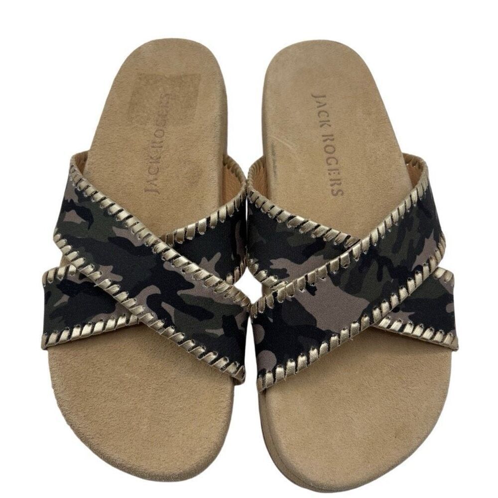 Jack Rogers Lexi‎ Cross Camo Sandals Green Size 7